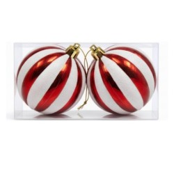 Boule de Noël à quartiers rouge et blanc Ø15 cm - lot de 2 – grossiste en déco de Noël