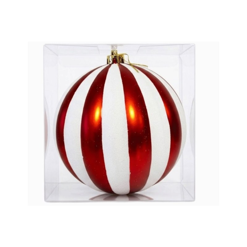 Boule de Noël à quartiers rouge et blanc Ø20 cm – décoration de Noël pour vitrine de commerçant, vente en gros