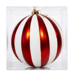 Boule de Noël géante à quartiers rouge et blanc Ø30 cm – grossiste en déco de Noël