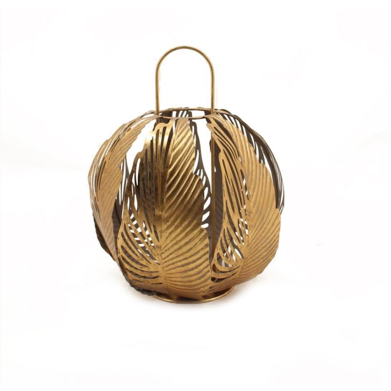 Porte-bougie sphère à feuilles en métal doré Ø32,5 H.43,5 cm – déco Noël en gros