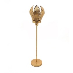 Porte-bougie haut sur pied à feuilles en métal doré 22 x 20 H.63 cm – grossiste en déco de Noël
