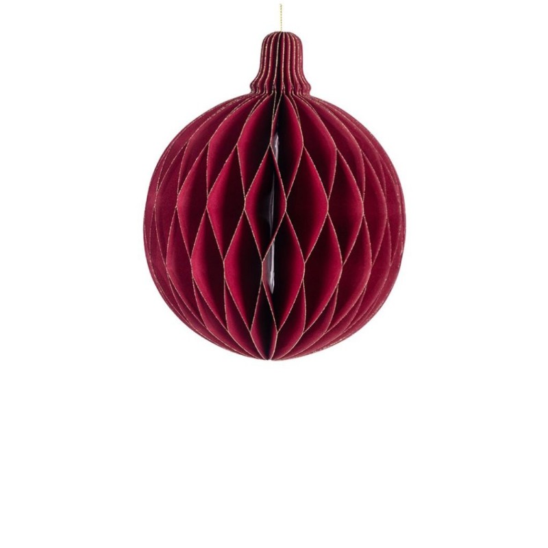 Boule de Noël plissée nid d'abeille bordeaux Ø8 cm – grossiste en déco de Noël