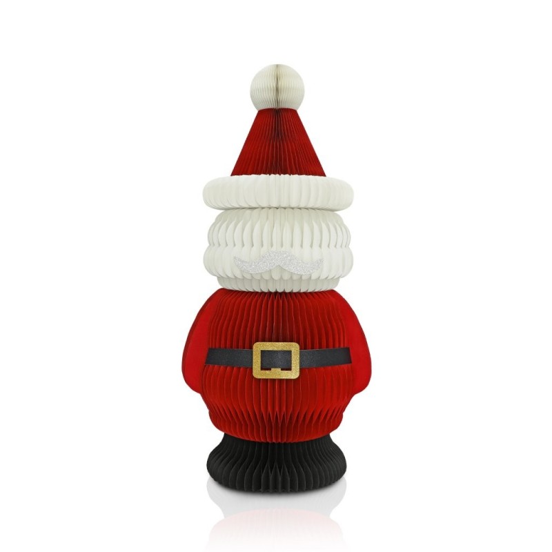 Père Noël en papier plissé Ø47 H.100 cm – décoration de Noël pour vitrine de commerçant, vente en gros