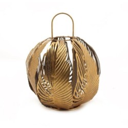 Porte-bougie sphère à feuilles en métal doré Ø40 H.51 cm – grossiste en déco de Noël