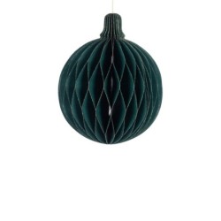 Boule de Noël plissée nid d'abeille vert sapin Ø8 cm – déco Noël en gros