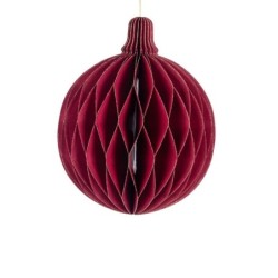 Boule de Noël plissée nid d'abeille bordeaux Ø12,5 cm – décoration de Noël pour vitrine de commerçant, vente en gros