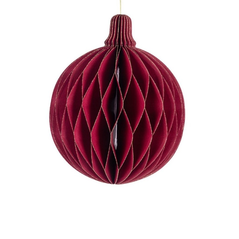 Boule de Noël plissée nid d'abeille bordeaux Ø12,5 cm – décoration de Noël pour vitrine de commerçant, vente en gros