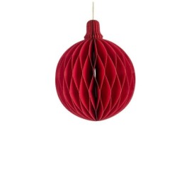 Boule de Noël plissée nid d'abeille rouge Ø8 cm – grossiste en déco de Noël