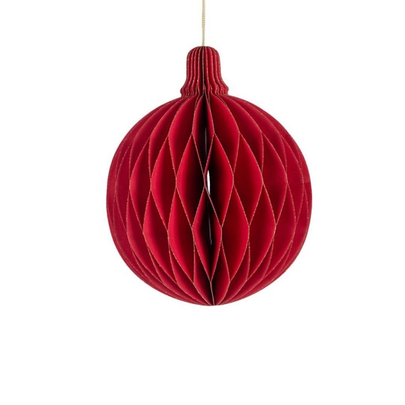 Boule de Noël plissée nid d'abeille rouge Ø12,5 cm – déco Noël en gros