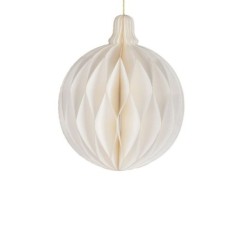 Boule de Noël plissée nid d'abeille blanche Ø12,5 cm – déco Noël en gros