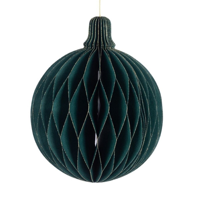 Boule de Noël plissée nid d'abeille vert sapin Ø20 cm – décoration de Noël pour vitrine de commerçant, vente en gros
