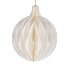 Boule de Noël plissée nid d'abeille blanche Ø20 cm – grossiste en déco de Noël