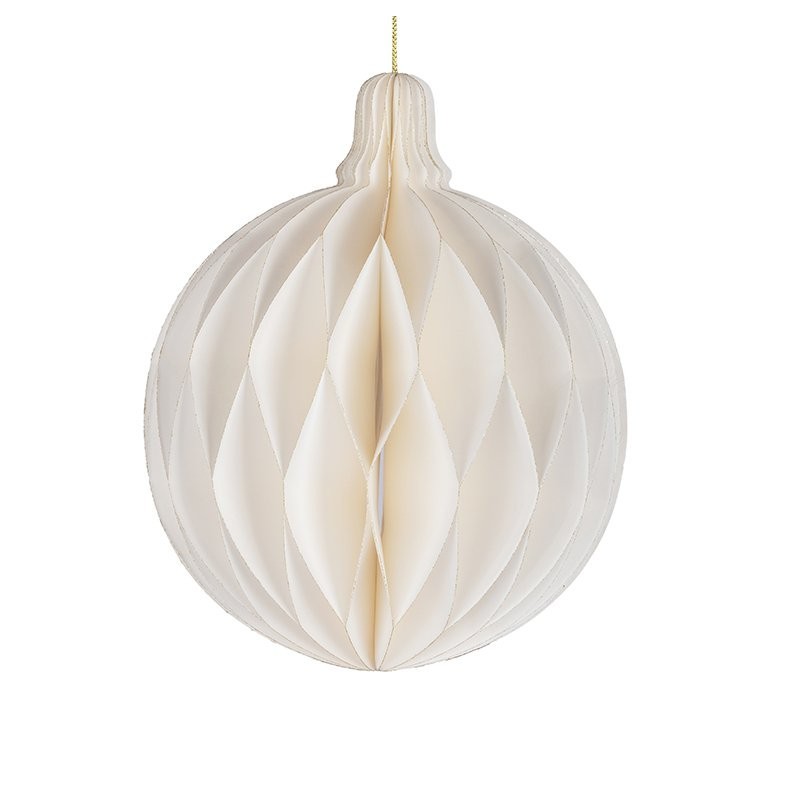 Boule de Noël plissée nid d'abeille blanche Ø20 cm – grossiste en déco de Noël