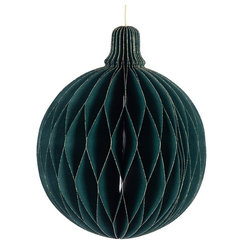 Boule de Noël plissée nid d'abeille vert sapin Ø30 cm – déco Noël en gros