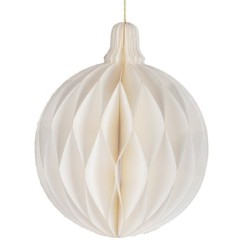 Boule de Noël plissée nid d'abeille blanche Ø30 cm – grossiste en déco de Noël