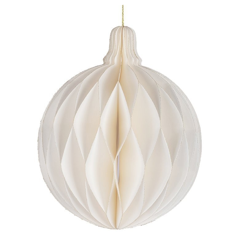 Boule de Noël plissée nid d'abeille blanche Ø30 cm – grossiste en déco de Noël