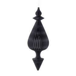Pendentif décoratif plissé noir forme goutte allongée 27 x 80 cm – grossiste en déco de Noël
