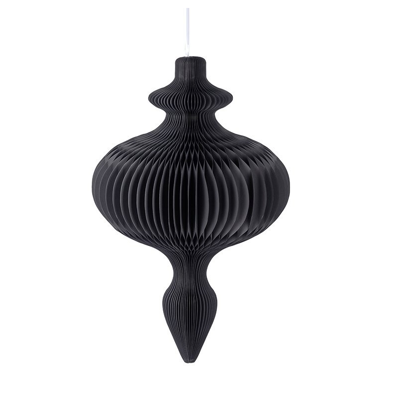 Pendentif décoratif plissé noir forme toupie 52 x 80 cm – déco Noël en gros