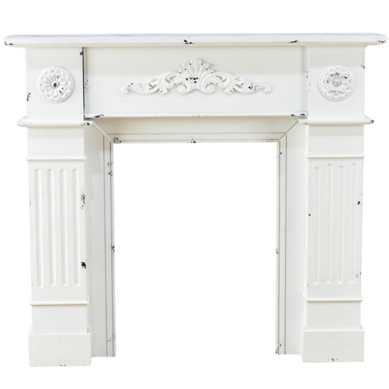 Fausse cheminée décorative en bois blanc 100 x 19 H.90 cm – grossiste en déco de Noël