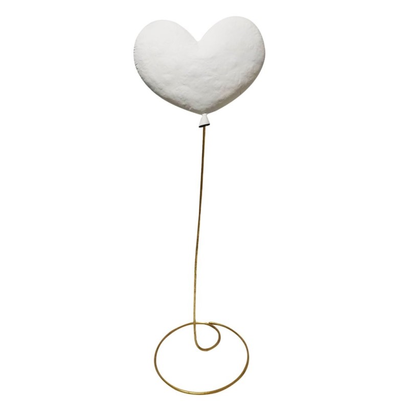Ballon décoratif 3D en forme de cœur blanc sur tige H.135 cm – grossiste en déco de Noël