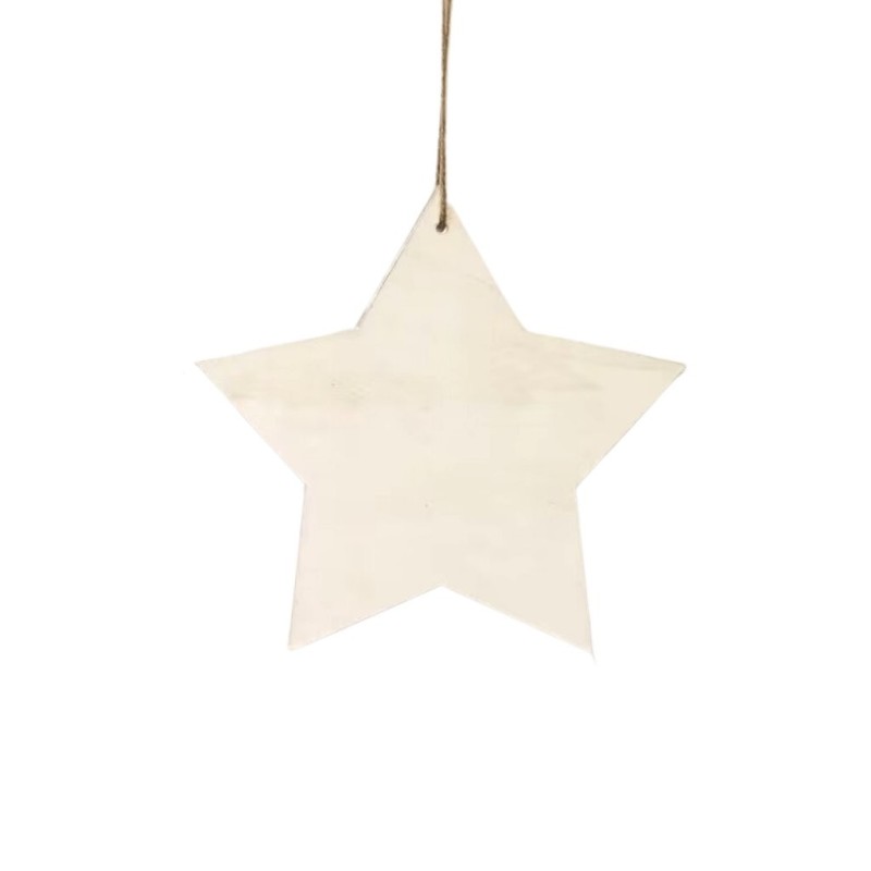 Étoile de Noël en bois blanche à suspendre 15 cm - lot de 8 – déco Noël en gros