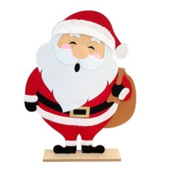 Père Noël en tissu sur socle en bois 38 x 6,5 H.50 cm – grossiste en déco de Noël