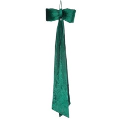 Nœud géant bouffant en velours vert L.50 H.175 cm – décoration de Noël pour vitrine de commerçant, vente en gros
