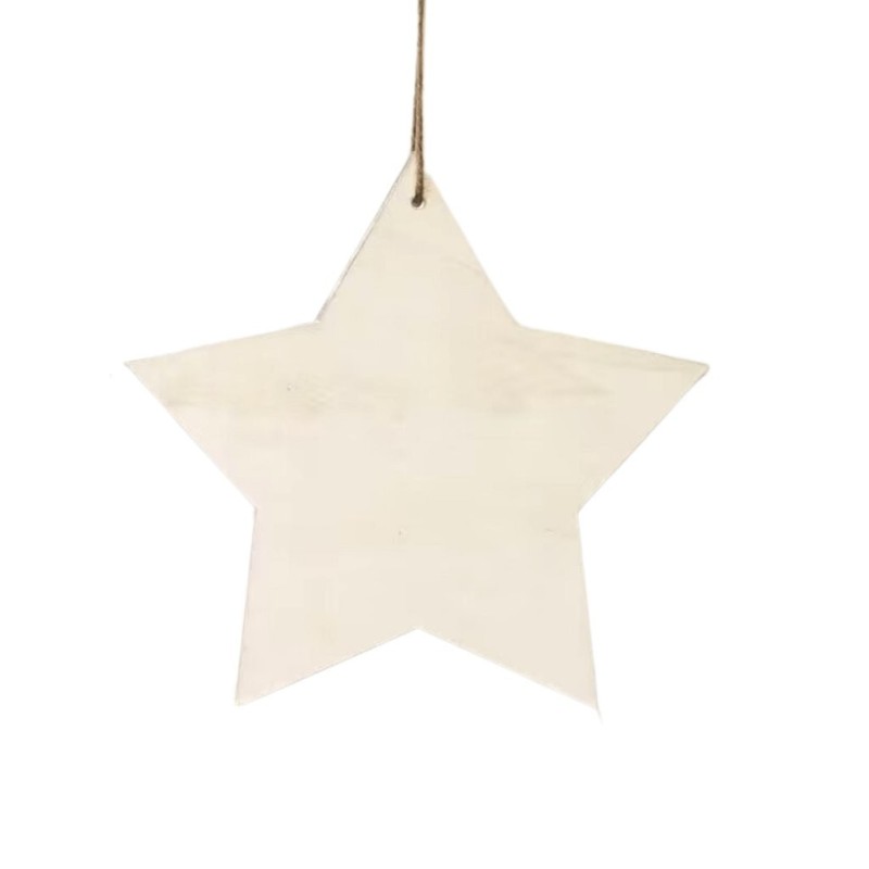 Étoile de Noël en bois blanche à suspendre 25 cm - lot de 6 – décoration de Noël pour vitrine de commerçant, vente en gros
