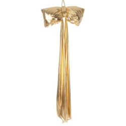 Nœud géant bouffant or métallisé L.80 H.220 cm – décoration de Noël pour vitrine de commerçant, vente en gros