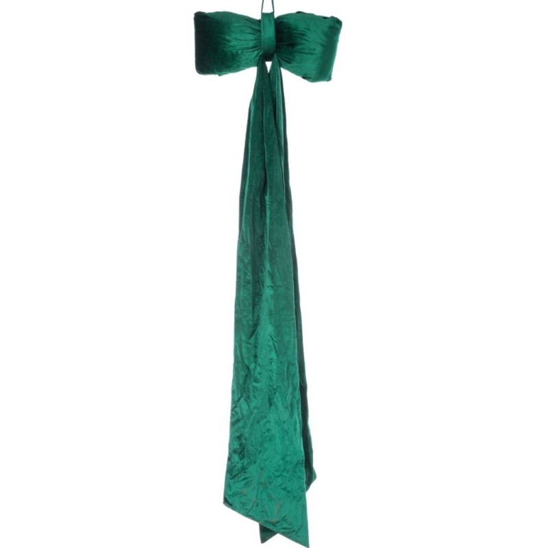 Nœud géant bouffant en velours vert L.80 H.220 cm – décoration de Noël pour vitrine de commerçant, vente en gros