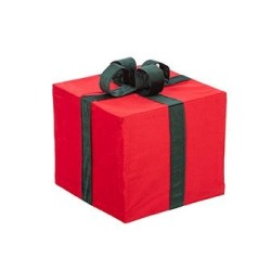 Paquet cadeau géant décoratif à suspendre rouge 40 x 40 H.35 cm – déco Noël en gros