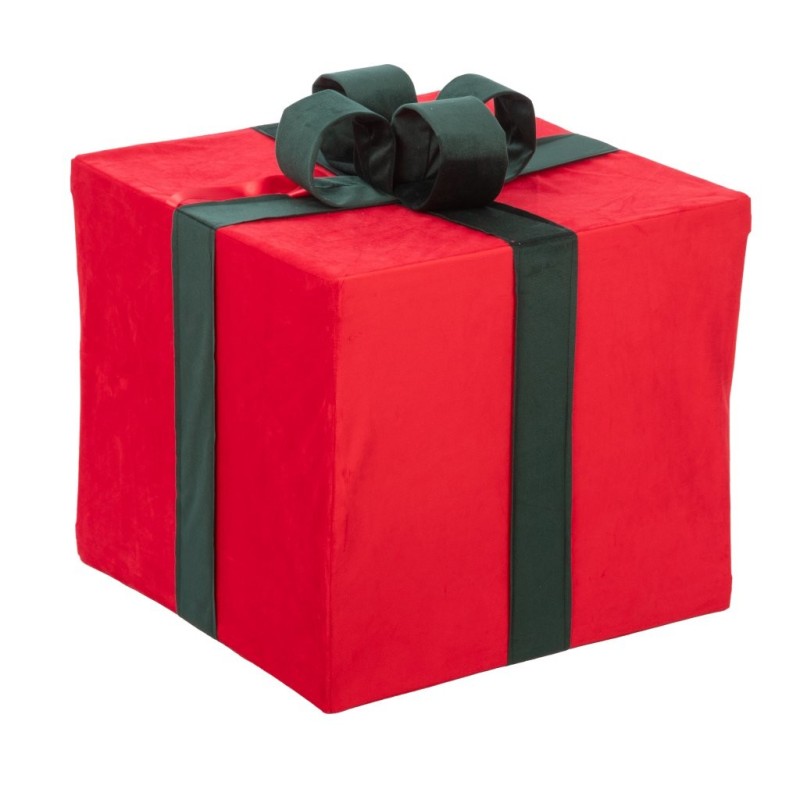 Paquet cadeau géant décoratif à suspendre rouge 50 x 50 H.45 cm – décoration de Noël pour vitrine de commerçant, vente en gros