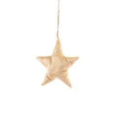 Petite étoile de Noël rembourrée à accrocher dorée 20 x 20 cm – décoration de Noël pour vitrine de commerçant, vente en gros