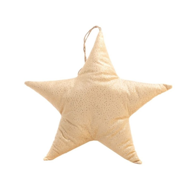 Étoile de Noël rembourrée à accrocher dorée 40 x 40 cm – grossiste en déco de Noël