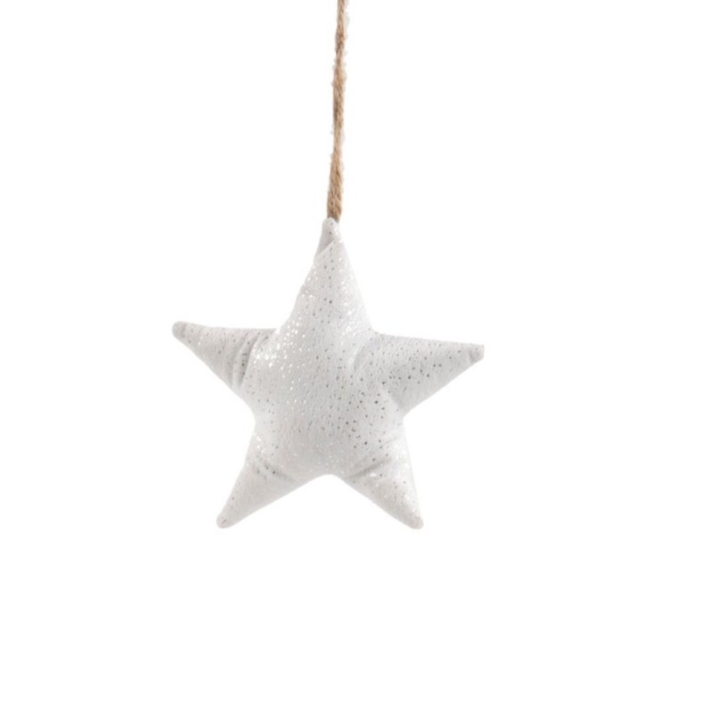 Petite étoile de Noël rembourrée à accrocher blanche 20 x 20 cm – déco Noël en gros