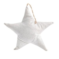 Étoile de Noël rembourrée à accrocher blanche 40 x 40 cm – grossiste en déco de Noël