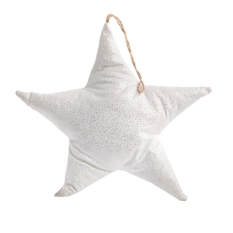 Étoile de Noël rembourrée à accrocher blanche 40 x 40 cm – grossiste en déco de Noël