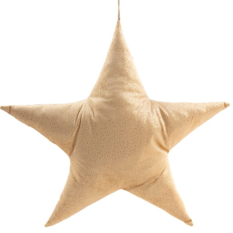 Grande étoile de Noël rembourrée à accrocher dorée 60 x 60 cm – déco Noël en gros