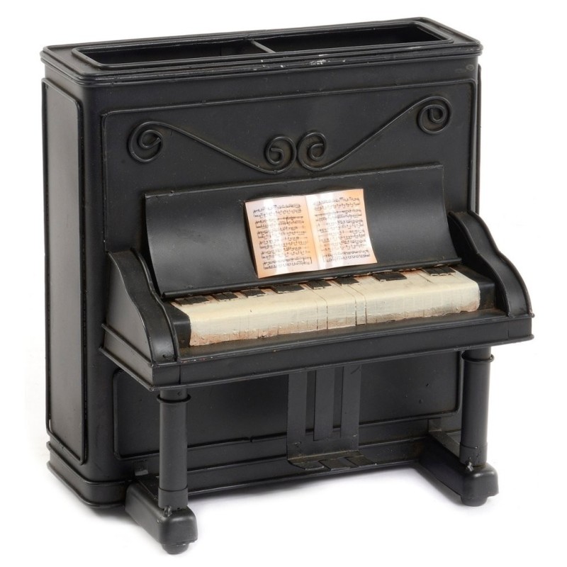 Piano décoratif en métal noir 23 x 14 H.24 cm – décoration de Noël pour vitrine de commerçant, vente en gros