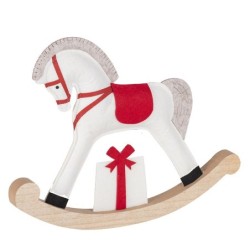Cheval à bascule de Noël en tissu blanc et rouge 36 x 2,5 H.29 cm – grossiste en déco de Noël