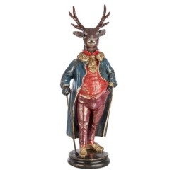 Statue cerf élégant en redingote en résine 23 x 18 H.66 cm – grossiste en déco de Noël