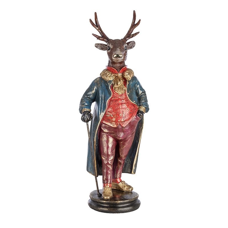 Statue cerf élégant en redingote en résine 23 x 18 H.66 cm – grossiste en déco de Noël