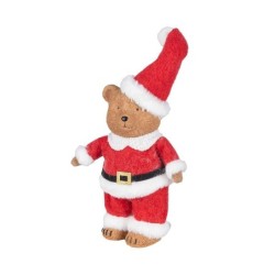 Ourson Père Noël debout en résine 12 x 9 H.28 cm – déco Noël en gros