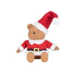 Ourson Père Noël assis en résine 12 x 12 H.20 cm – grossiste en déco de Noël