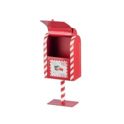Boîte aux lettres de Noël sur pied en métal 15 x 8 H.36 cm – décoration de Noël pour vitrine de commerçant, vente en gros