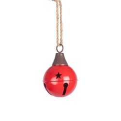 Boule grelot en métal rouge à suspendre Ø10 cm – déco Noël en gros