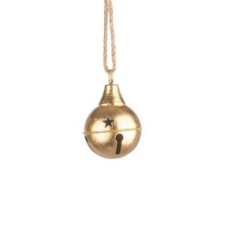 Boule grelot en métal or à suspendre Ø10 cm – décoration de Noël pour vitrine de commerçant, vente en gros