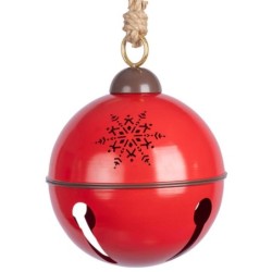 Boule grelot géante en métal rouge à suspendre Ø60 cm – grossiste en déco de Noël