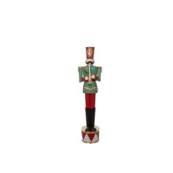 Soldat de Noël à la trompette en métal vert 31 x 28 H.122,5 cm – décoration de Noël pour vitrine de commerçant, vente en gros