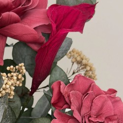 Box fleurs stabilisées rose cerise – roses, pampa Cerise sauvage – grossiste en fleurs stabilisées